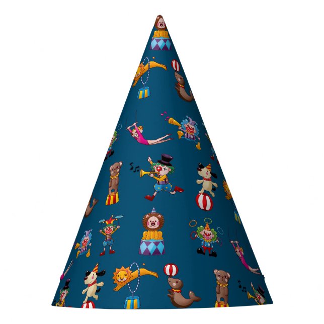 Chapeaux De Fêtes Fun Circus Party Actes Cartographie Motif Bleu (Devant)