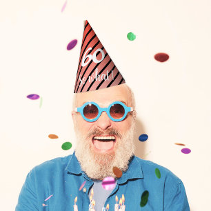 Chapeaux De Fêtes Funny Red Black Stripe Motif 60e anniversaire