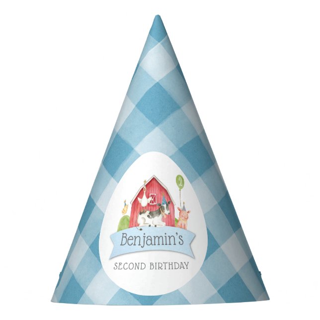 Chapeaux De Fêtes Garçons FERME Animaux Grange Anniversaire (Devant)