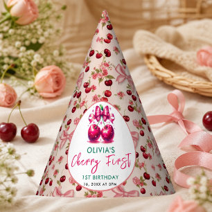 Chapeaux De Fêtes Gâteau d'anniversaire Coquette aquarelle Cerise 1