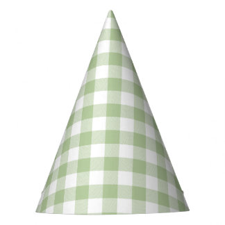 Chapeaux De Fêtes Gingham à carreaux de sauge et de buffle blanc