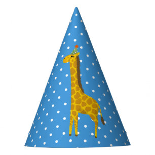 Chapeaux De Fêtes Giraffe Bleue avec points blancs