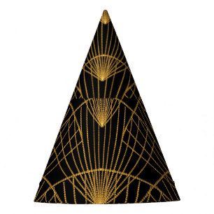 Chapeaux De Fêtes Glamour Art Déco : Ventilateur D'Or.