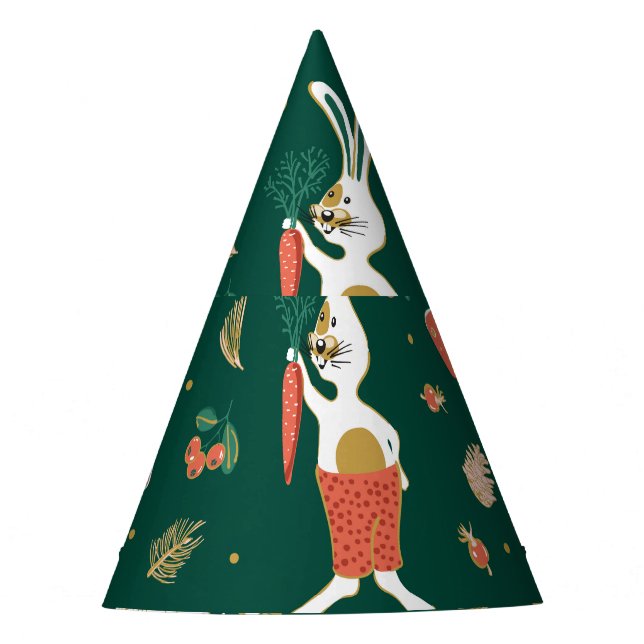 Chapeaux De Fêtes Gnomes de Noël, Motif de vacances de lapin. (Devant)