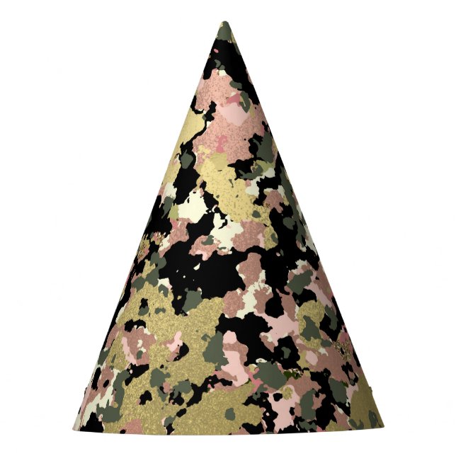 Chapeaux De Fêtes Gold Pink Green Camouflage noir fête d'anniversair (Devant)