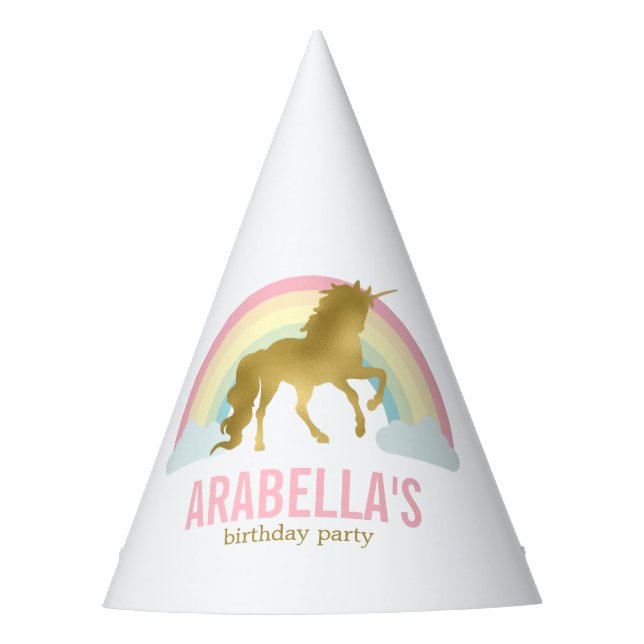 Chapeaux De Fêtes Gold Unicorn Girls Birthday Party (Devant)