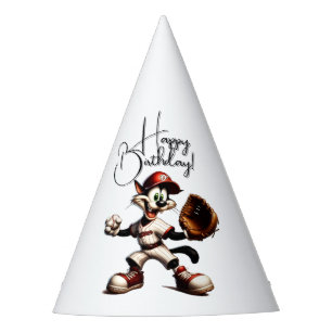 Chapeaux De Fêtes Goofy Cat Baseball Pitcher Vient Joyeux Anniversai