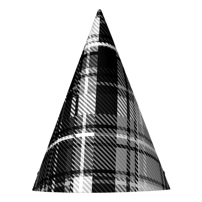 Chapeaux De Fêtes Grund Black Blanc Flannel Plaid Tartan Design (Devant)
