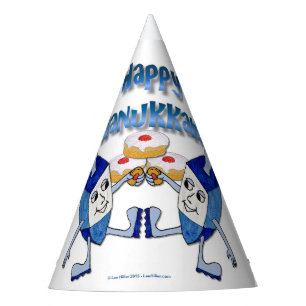 Chapeaux De Fêtes Hanoukka Dancing Dreidels et Jelly Doughnut