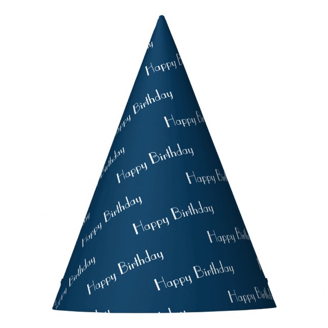 Chapeaux De Fêtes Happy Birthday Custom Text Pattern Navy (Devant)