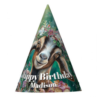 Chapeaux De Fêtes Happy Birthday Nubian Goat Garden Flowers