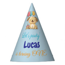 Happy Puppy, Boy, Let's Pawty, 1st Birthday 