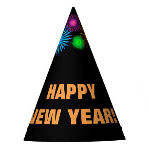 Chapeaux De Fêtes "HEUREUSE NOUVELLE ANNÉE !" + Motif de type feux d