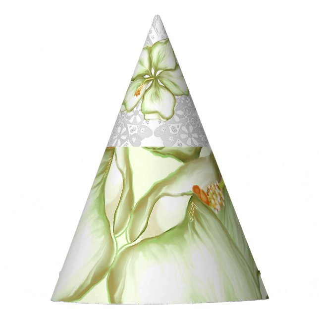 Chapeaux De Fêtes Hibiscus & dentelle BLANC (Devant)