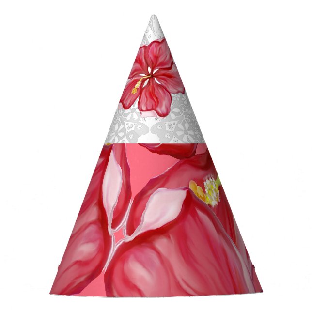 Chapeaux De Fêtes Hibiscus & dentelle RED (Devant)