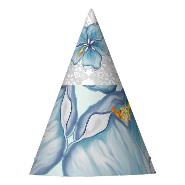 Chapeaux De Fêtes Hibiscus & dentelle TURQUOISE (Devant)