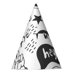 Chapeaux De Fêtes Hippie noir et blanc : style Vintage