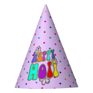 Chapeaux De Fêtes holiES - HAPPY HOLI fleurs aux contours colorés 1