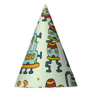 Chapeaux De Fêtes Illustration du Motif Vintage des Aliens robots