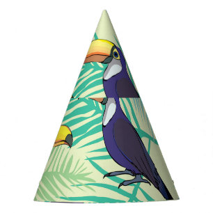 Chapeaux De Fêtes Illustration Toucan Vintage, Colorée.