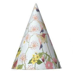 Chapeaux De Fêtes Illustration Vintage du Jardin Floral aux colibris