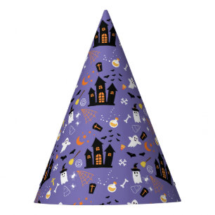 Chapeaux De Fêtes Illustré Motif d'Halloween avec violet