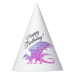 Chapeaux De Fêtes Incroyable Dragon Mosaïque Violet Anniversaire Dor