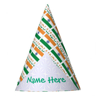 Chapeaux De Fêtes India Indian Flag Tiled Green Personalized Name