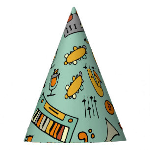Chapeaux De Fêtes Instruments de musique, motif de croquis vintage.