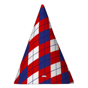 Chapeaux De Fêtes Jacquard bleu, rouge, blanc, 1 PAPIER CASQUETTES