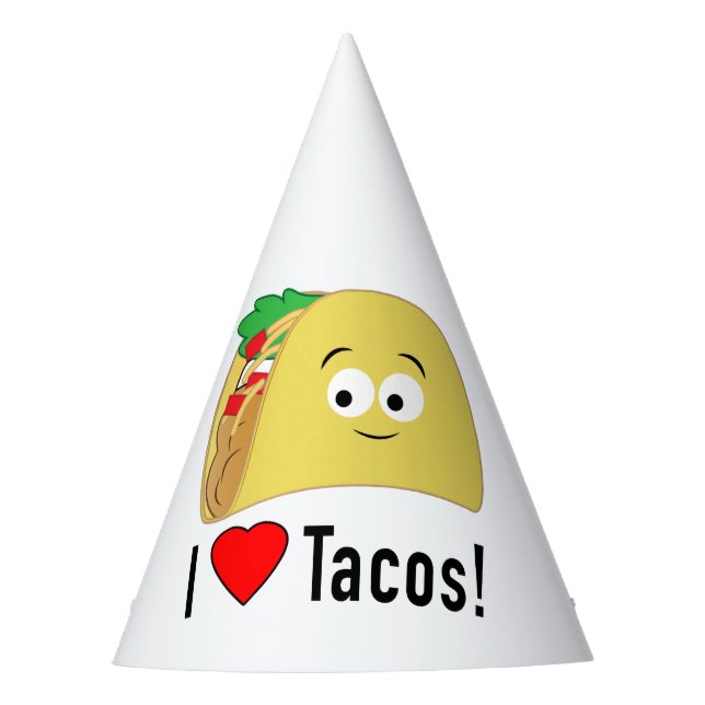 Chapeaux De Fêtes J'aime le casquette d'anniversaire de tacos (Devant)