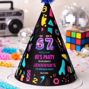 Chapeaux De Fêtes J'avais 6 ans Maintenant j'ai 7 ans Rétro Néon 7e