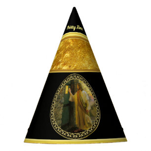 Chapeaux De Fêtes Jésus à votre porte dans la feuille d'or et le