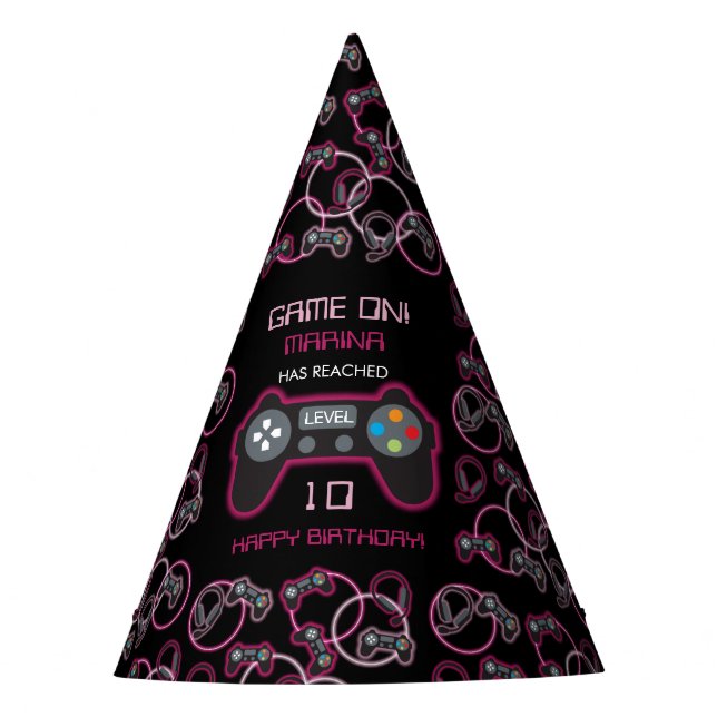 Chapeaux De Fêtes Jeu vidéo Neon Rose Girls Anniversaire (Devant)