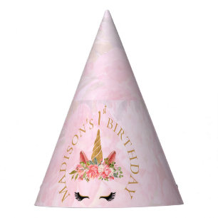 Chapeaux De Fêtes Joli Pastel rose Floral Unicorn Anniversaire