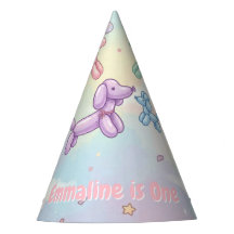 Jolie fille d'anniversaire d'animal en ballon past