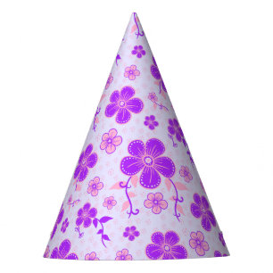 Chapeaux De Fêtes Jolie impression florale violet et rose sur Lavend