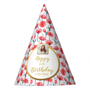 Chapeaux De Fêtes Jolie Tulipe Photo personnalisée Texte Joyeux Ann