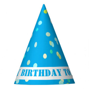 Chapeaux De Fêtes Jolis points de confettis colorés Bleu Joyeux Anni