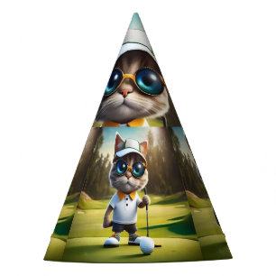 Chapeaux De Fêtes Joueur de golf animé et drôle en chat,