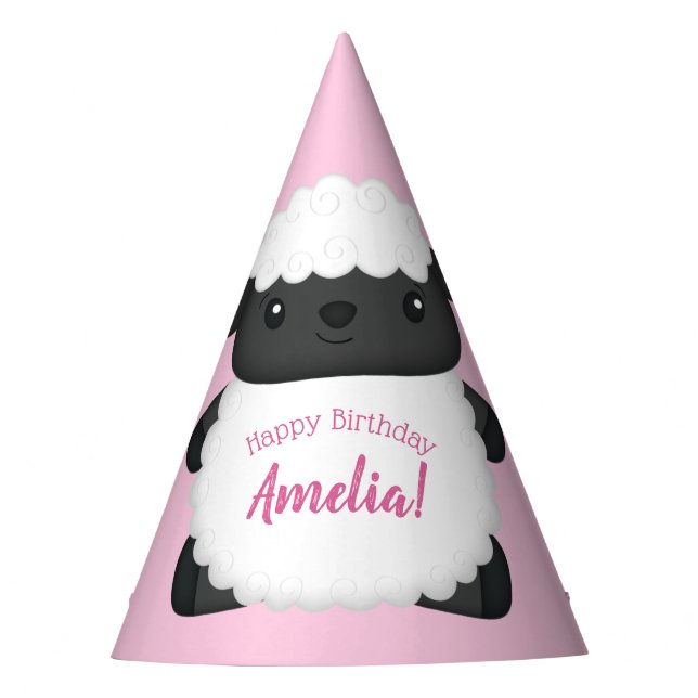 Chapeaux De Fêtes Jour d'anniversaire de mouton rose (Devant)