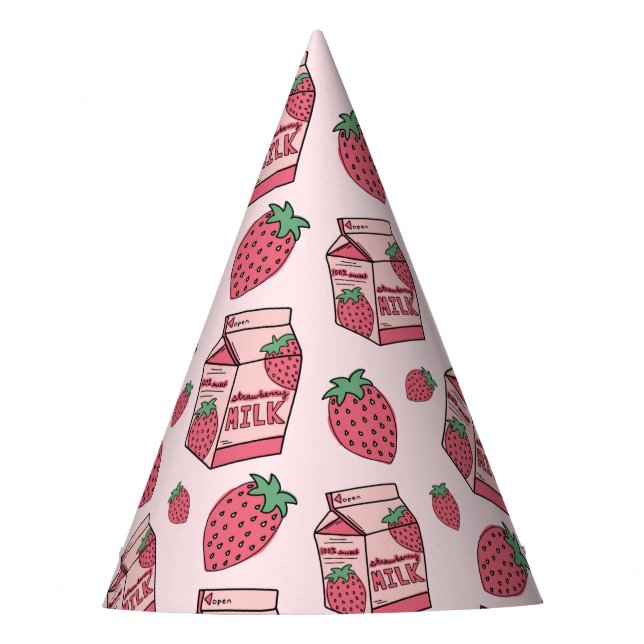 Chapeaux De Fêtes Jour d'anniversaire du lait de fraise mignonne (Devant)