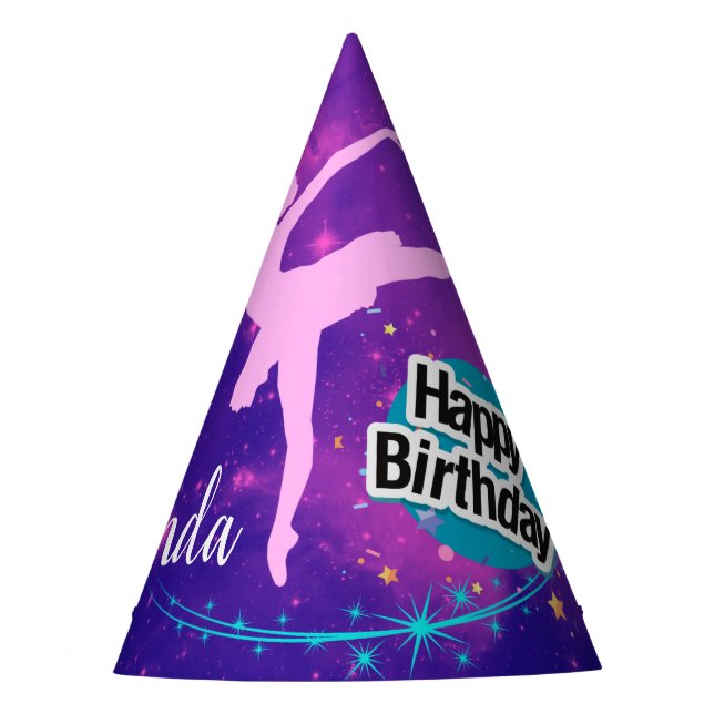Chapeaux De Fêtes Joyeux anniversaire Ballerina Galaxy Personnalisé (Devant)