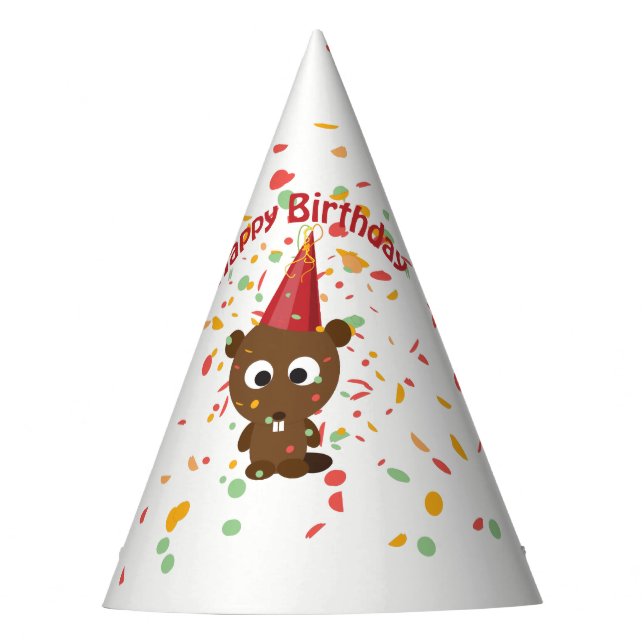 Chapeaux De Fêtes Joyeux anniversaire Confetti Party Beaver (Devant)