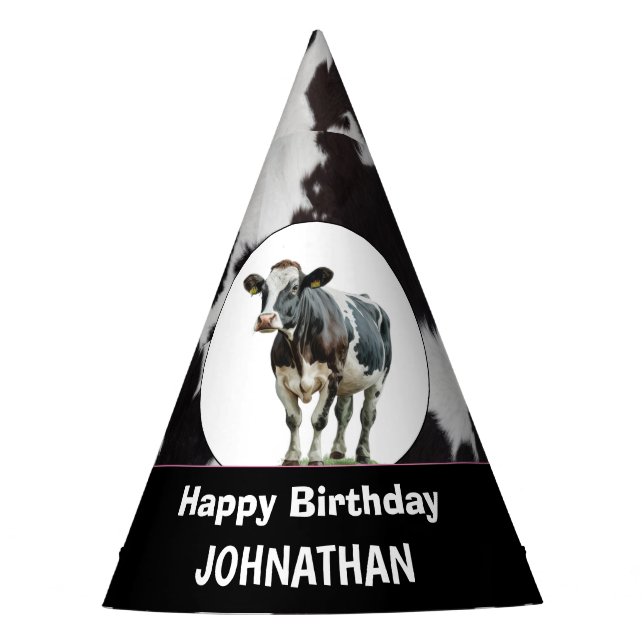 Chapeaux De Fêtes Joyeux anniversaire de la vache blanche (Devant)