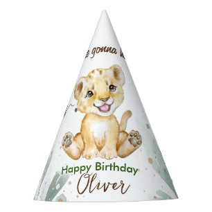 Chapeaux De Fêtes Joyeux anniversaire de mignons petits lionceaux 