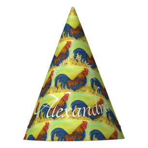 Chapeaux De Fêtes Joyeux anniversaire du coq coloré