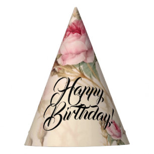 Chapeaux De Fêtes Joyeux Anniversaire Floral Vintage Beau