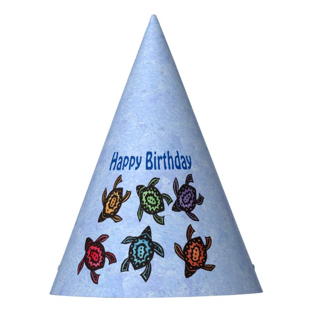 Chapeaux De Fêtes Joyeux Anniversaire Groupe amusant de tortues Coqu (Devant)
