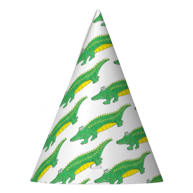 Chapeaux De Fêtes Joyeux Anniversaire Jaune Alligator Vert Crocodile (Gauche)